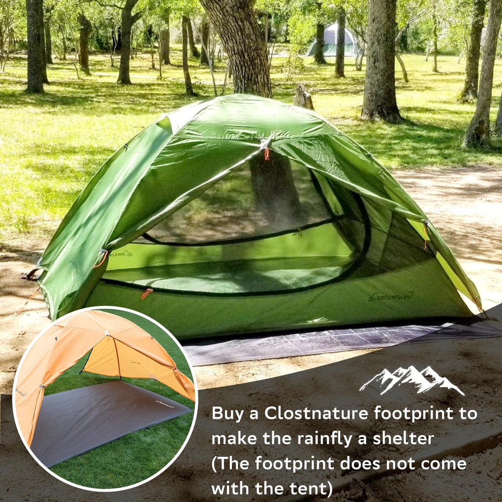 Clostnature Polaris Lightweight Backpacking Tent - 2 Person Ultralight Waterproof Camping Tent, 3 Season Large Size Easy Setup T