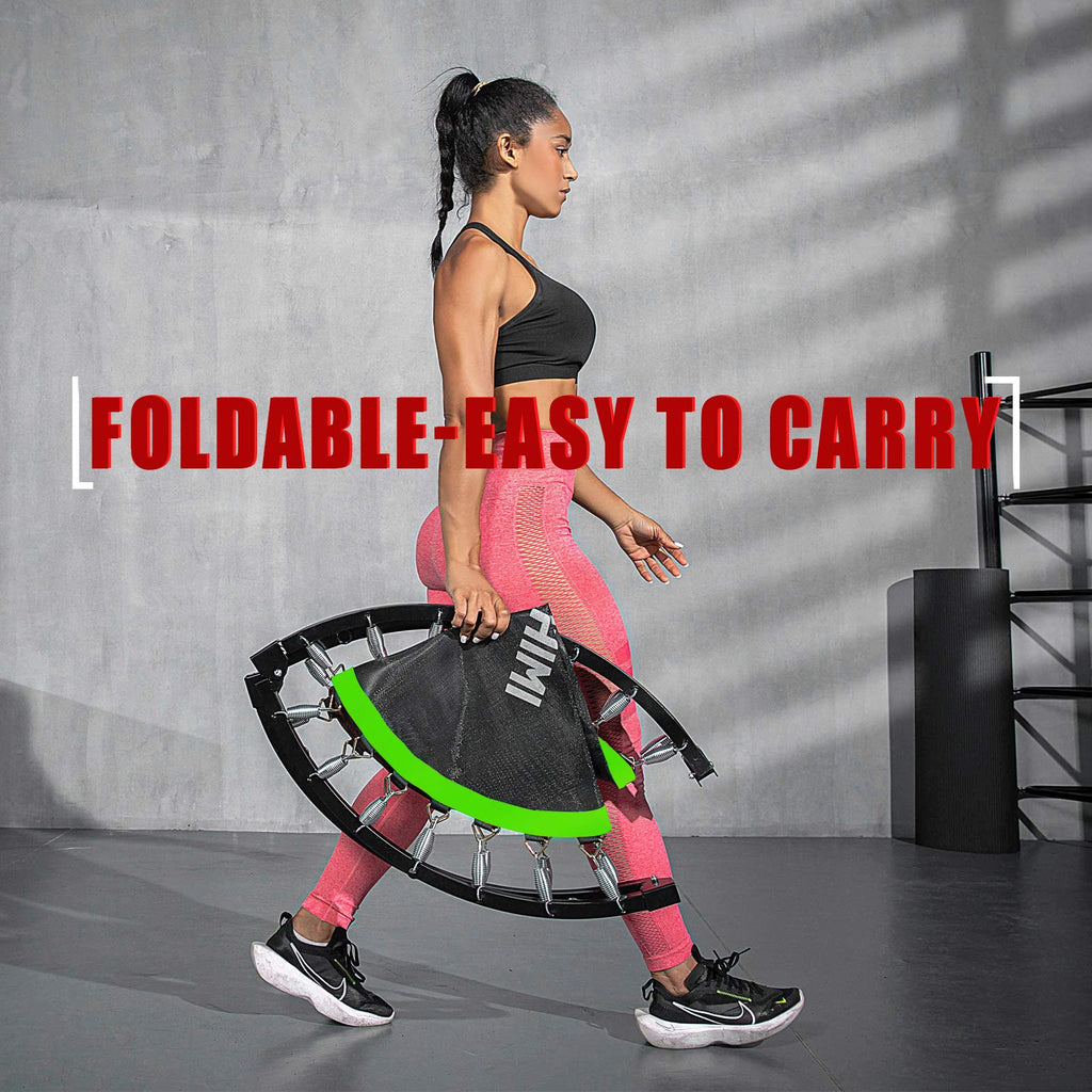Kanchimi 40 Folding Mini Fitness Indoor Exercise Workout Rebounder Trampoline with Handle, Max Load 330lbs(Green)