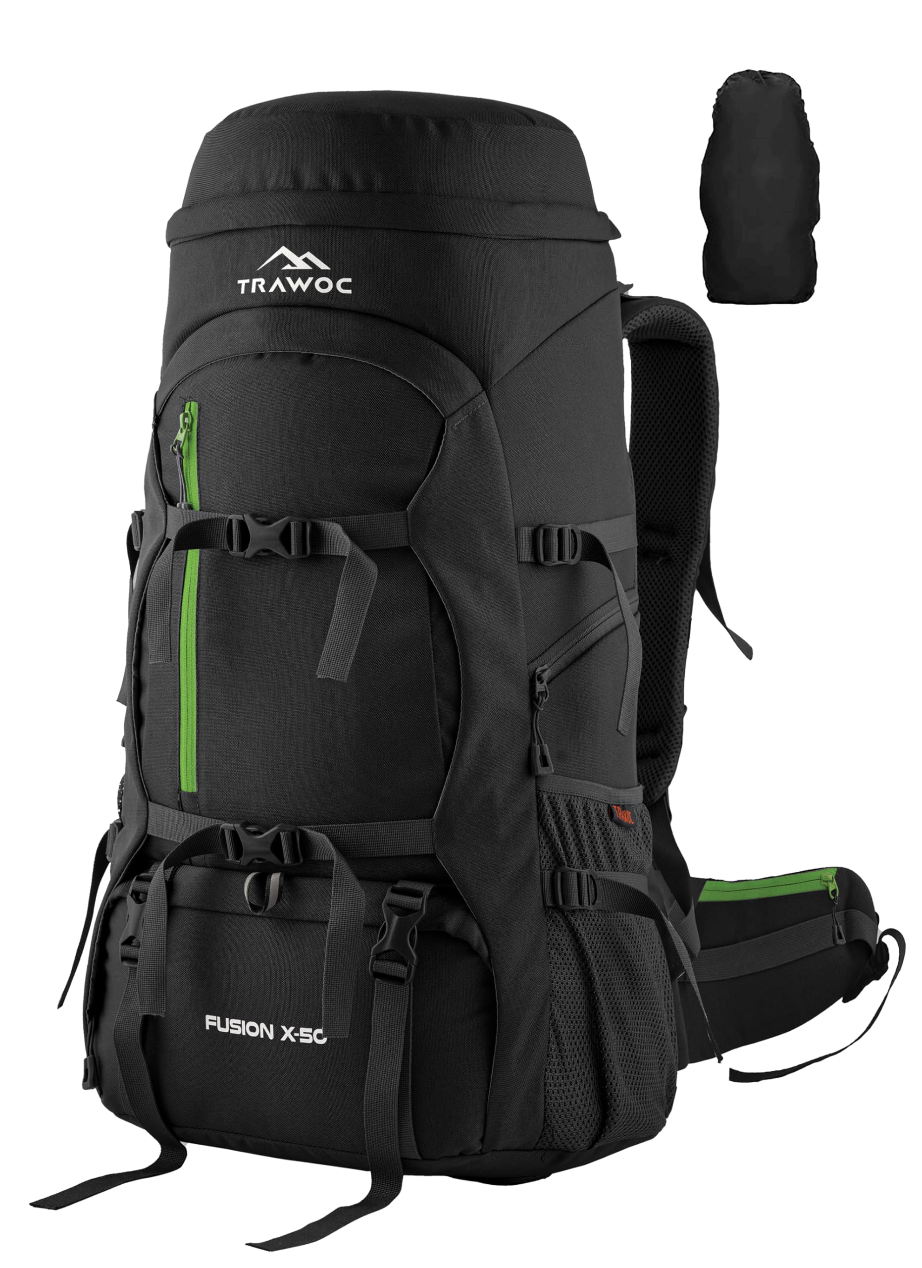 Trawoc Fusion X 50 Litre Internal Fiber Frame Travel Bag Front & Top Open Backpack For Hiking Trekking Camping, Rucksack Bag For