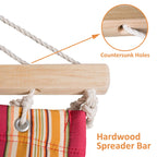 Suncreat Outdoor Hammock With Stand, Two Person Quilted Fabric Hammock Swing With 12Ft Steel Stand, Red Stripes