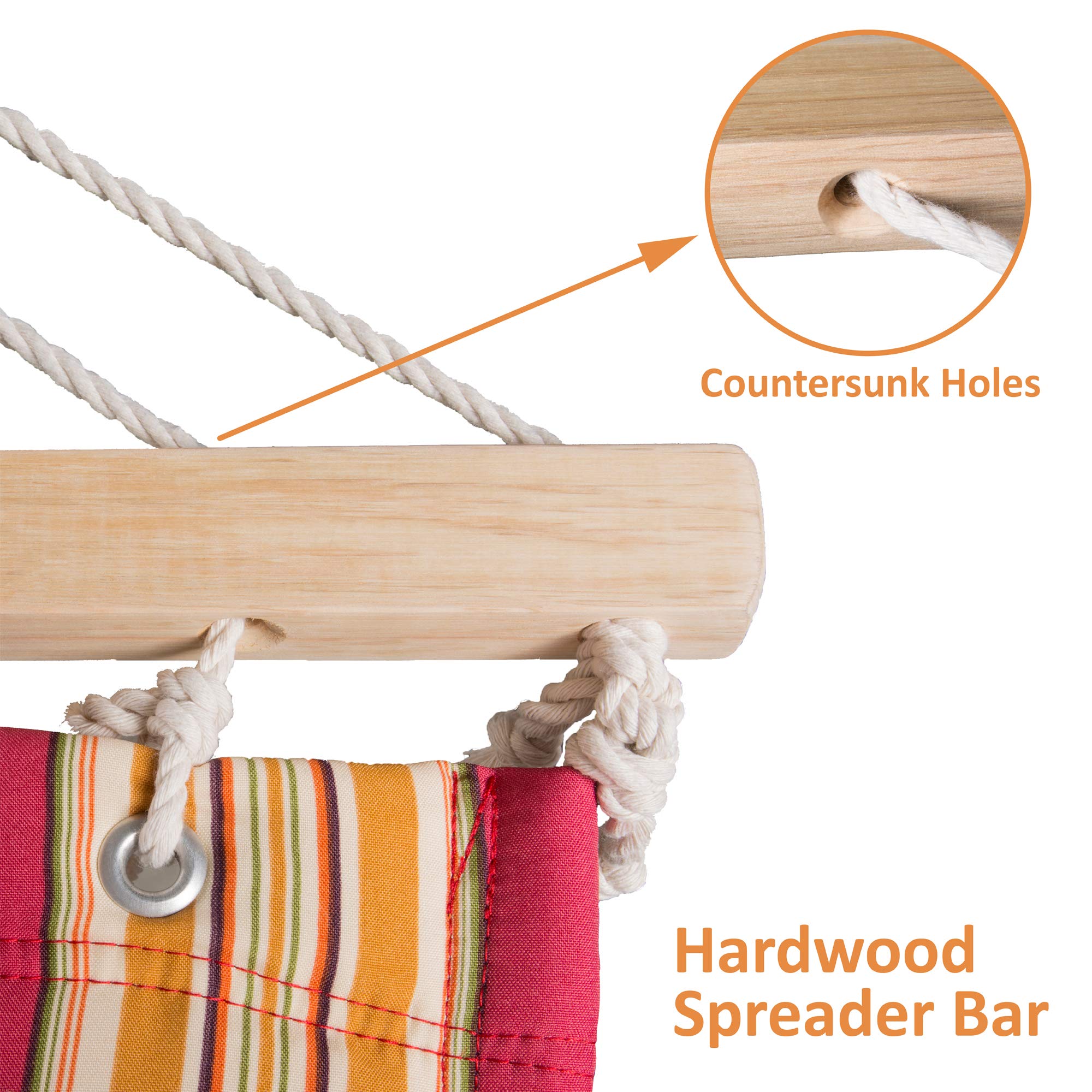 Suncreat Outdoor Hammock With Stand, Two Person Quilted Fabric Hammock Swing With 12Ft Steel Stand, Red Stripes