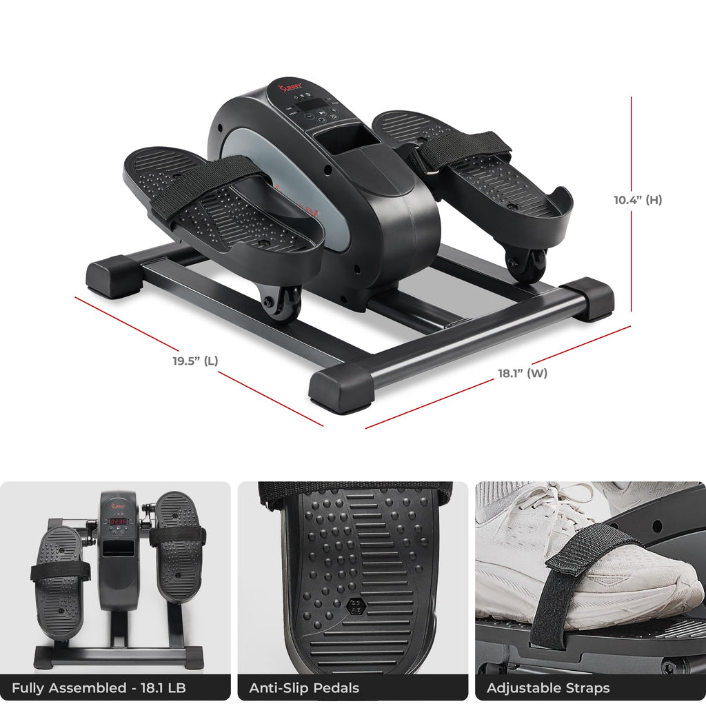 Sunny Health & Fitness Smart Motorized Mini Elliptical Trainer W/Remote Control, Indoor Under-Desk Pedal Exerciser For Seniors M