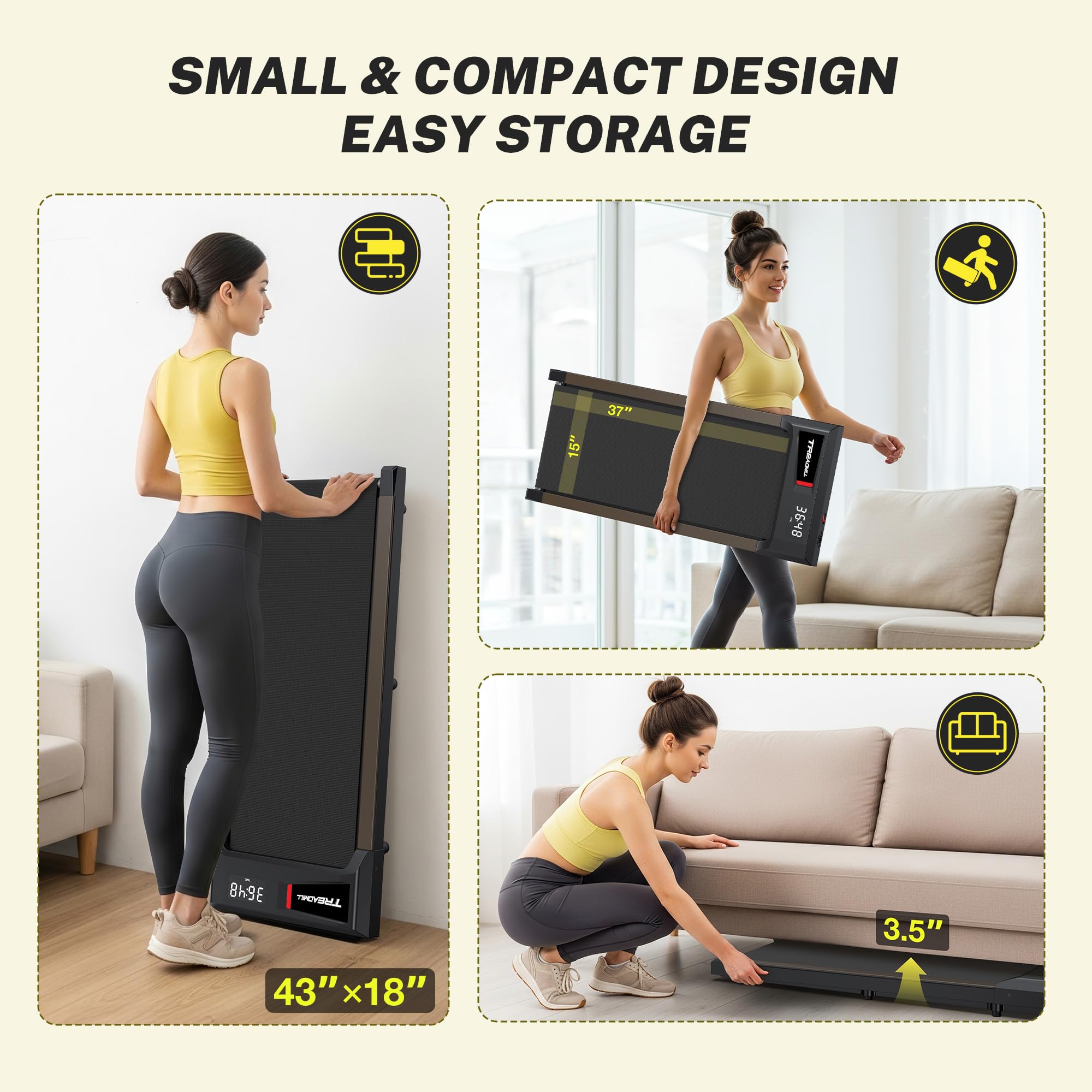 Wellfit Walking Pad Treadmill With Incline/Decline,300+ Lbs Capacity,2.5Hp Quiet Standing Under Desk Walking Jogging Running Mac
