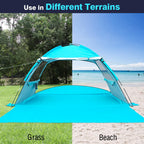 Dlucky Beach Tent For 2/3-4/5 Person,Anti-Uv Portable Sun Shade Shelterupf 50+,Both Sides Extendable Floor,Extendable Awning,Wit