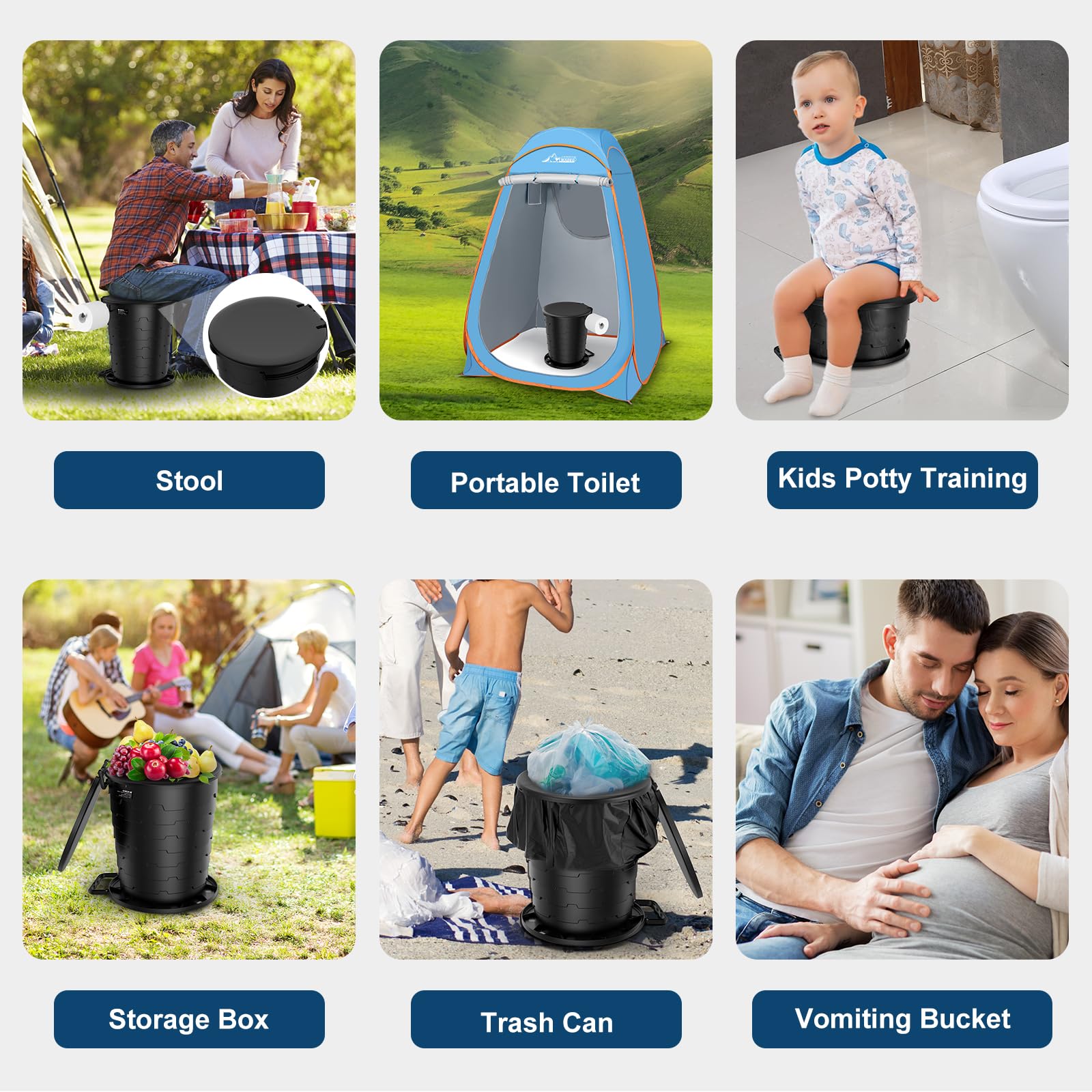Pahtto Portable Toilet For Adults, Retractable Porta Potty For Camping, Fishing, Rv Travel, Road Trips With Toilet Paper Holder