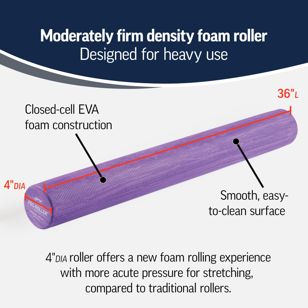 Optp Pro-Roller 36 X 4 Foam Roller - Standard Density - For Massage, Stretching, Fitness, Yoga And Pilates Exercise