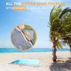 Covacure Beach Blanket Waterproof Sandproof 79   X 83- Large Beach Blanket Sandproof Fits For 4 Adults, Waterproof Beach Mat Wit