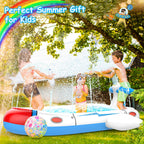 Kiddie Pool For Toddlers, Splash Pad For Kids Ages 4-8, 68'' Inflatable 3-In-1 Swimming Pool, Backyard And Outside Sprinkler Pla