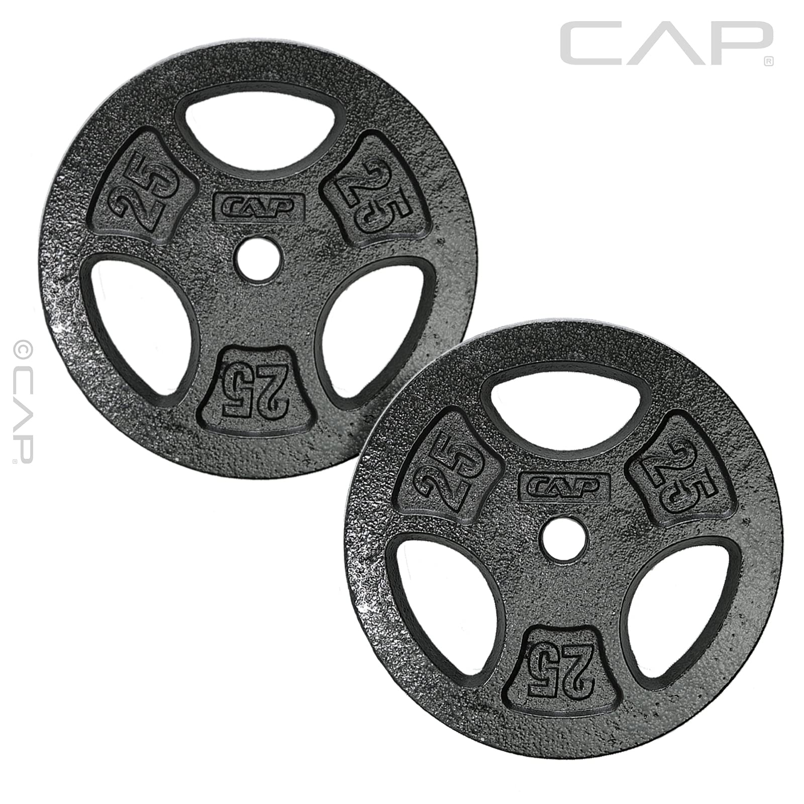 Cap Barbell Standard 1-Inch Grip Weight Plates 25 Lbs Black, Pack (X2)