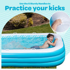 Inflatable Swimming Pool For Kids With Comfortable Padded Soft Floor, Convenient Handles, And Drain - 90''X60''X19'' (7.5'X5') -