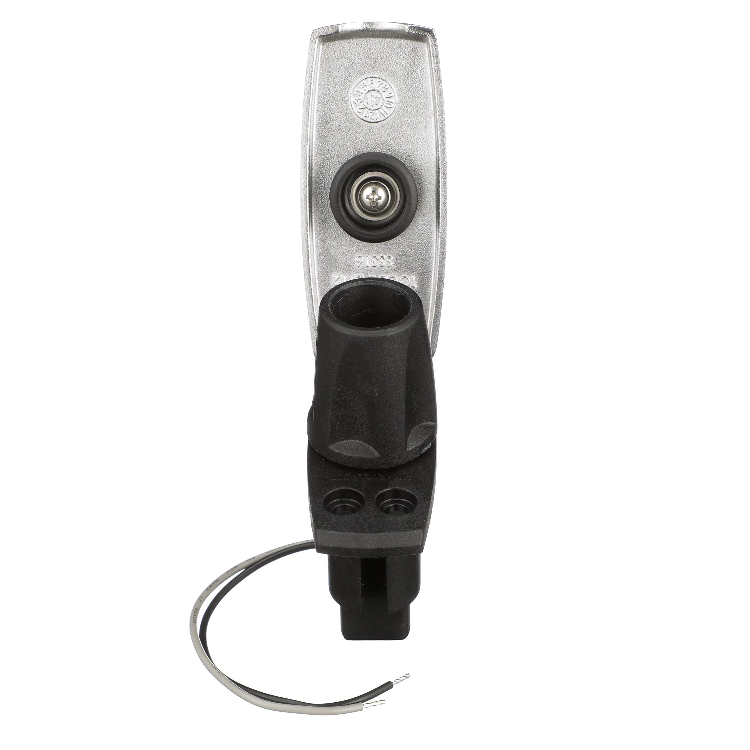 Attwood 910V2SS-7 LightArmor 910V Series Rectangle Plug-in Light Base - for All-Around Pole Light, 2-Pin, Black Stainless Cover