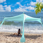 Buheco Beach Tent Pop Up Shade 7X7.5Ft Beach Canopy Sun Shelter Upf50+ With 4 Foldable Poles-Portable Carrying Bag-Sand Shovel-G