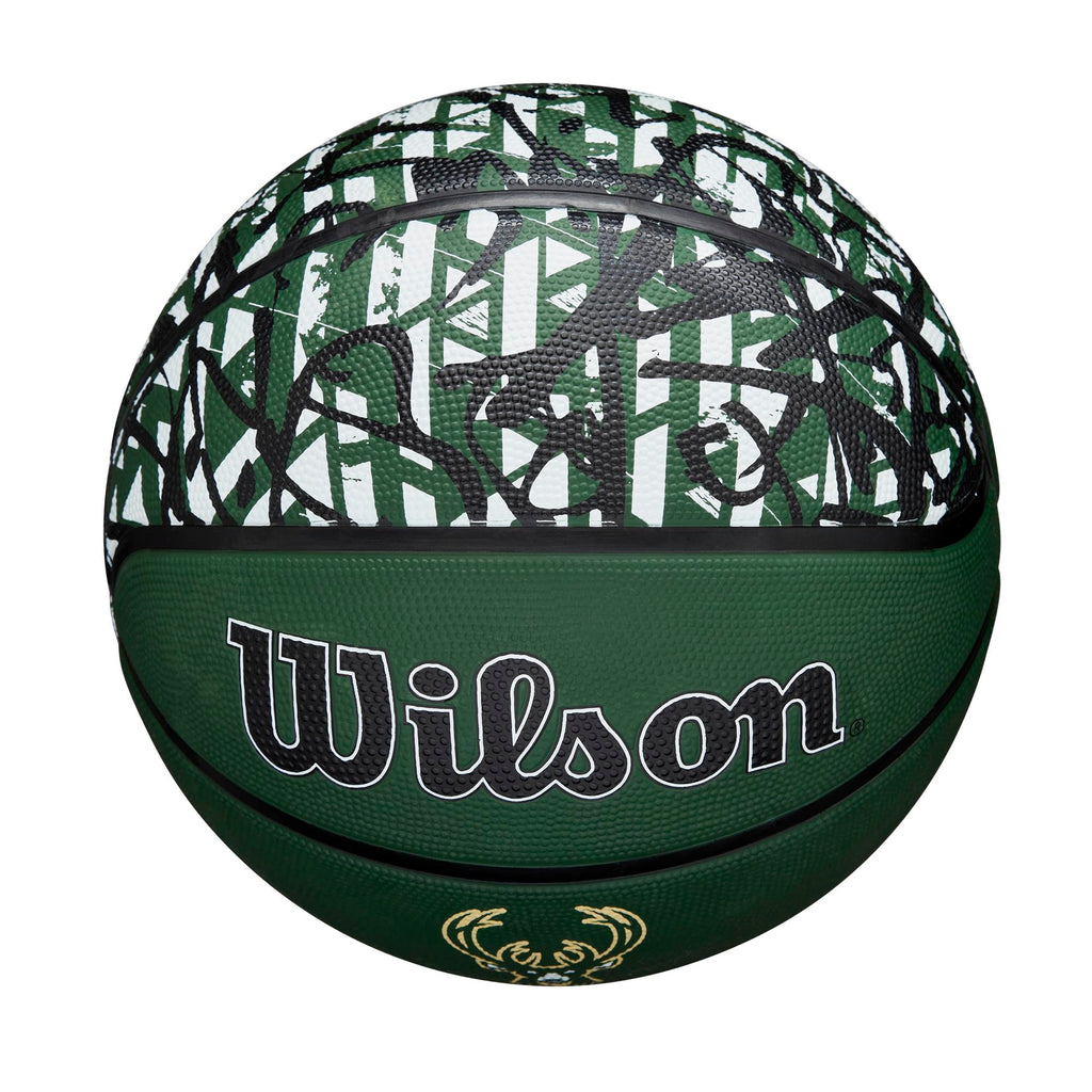 Wilson Nba Team Graffiti Basketball - Milwaukee Bucks, Size 7-29.5''