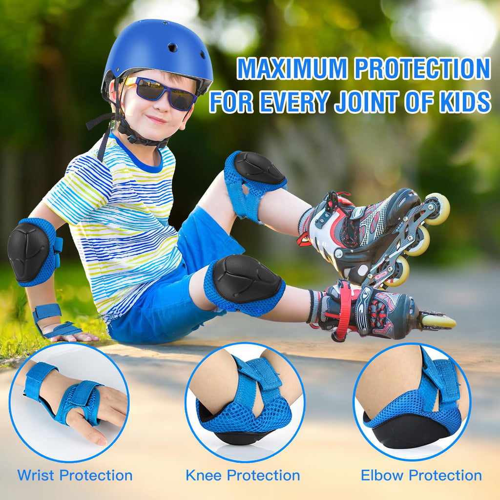 6PCS Kids Protective Gear Set, Knee Pads for Kids 3-10 Years Old, Toddler Elbow Pads, Wrist Guards, Skating Cycling Bike Rollerb