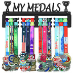 Genovese My Medals Holder Display Hanger Rack Frame,Black Sturdy Steel Metal,Wall Mounted Over 50 Medals Easy To Install