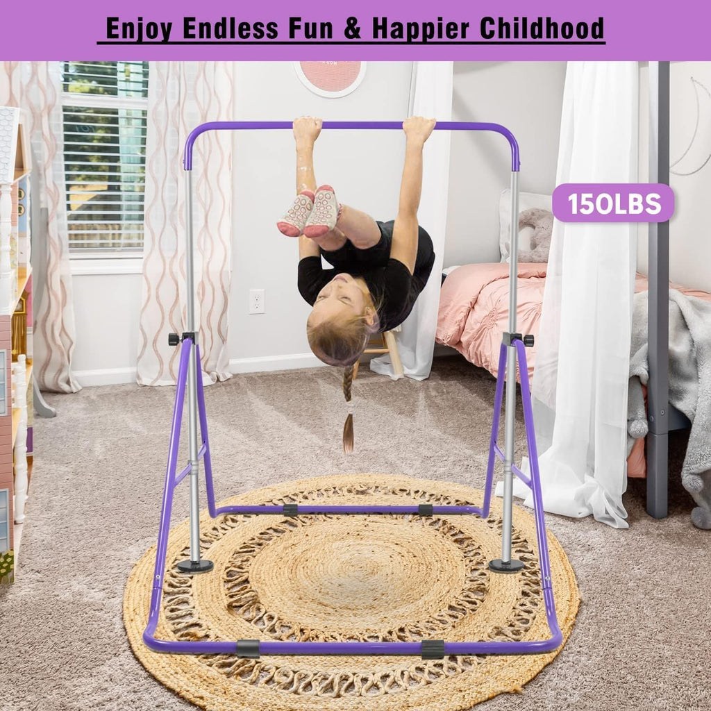 Yeego Direct Gymnastics Bar With Rings,Gymnastics Bar For Kids Ages 3-12,Foldable Gymnastics Bar,Kids Gymnastics Bar Expandable