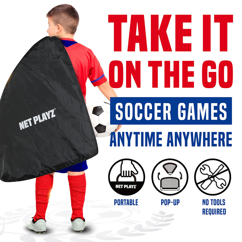 Net Playz 4Ftx3Ft Easy Fold-Up Portable Training Soccer Goal, 36''D X 48''W X 36''H, Set Of 2