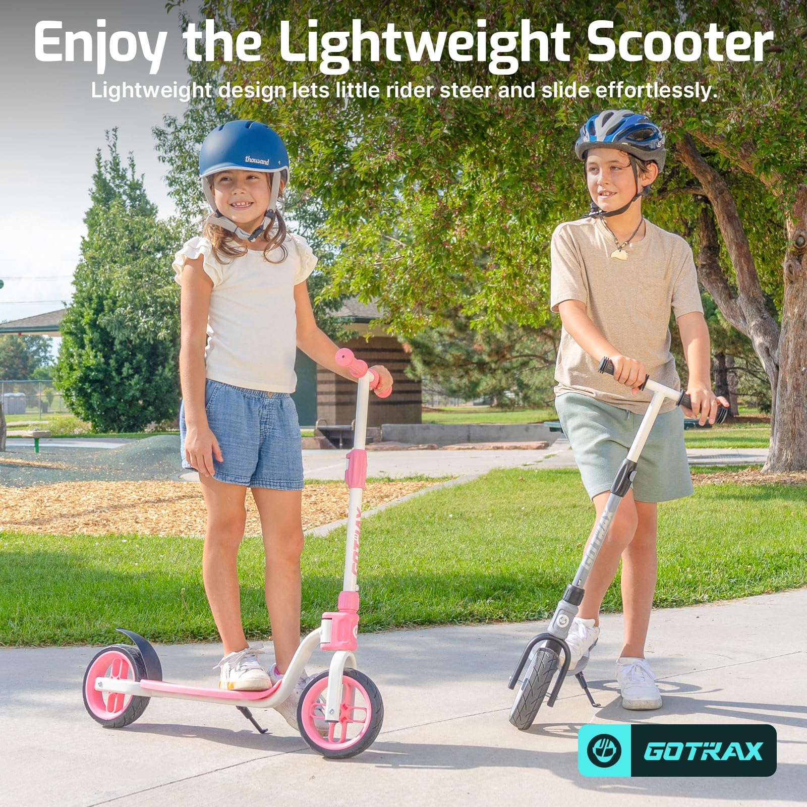 Gotrax KS8 Kick Scooter for Kids 5+, Large 8 Wheels and Height Adjustable Handlebar, Sturdy Wide Deck & Rear Brake, Detachable f