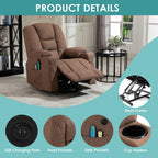 Meetwarm Power Lift Chair Electric Recliner For Elderly Heated Vibration Massage Soft Fabric Recliner Chair With 2 Remote Contro