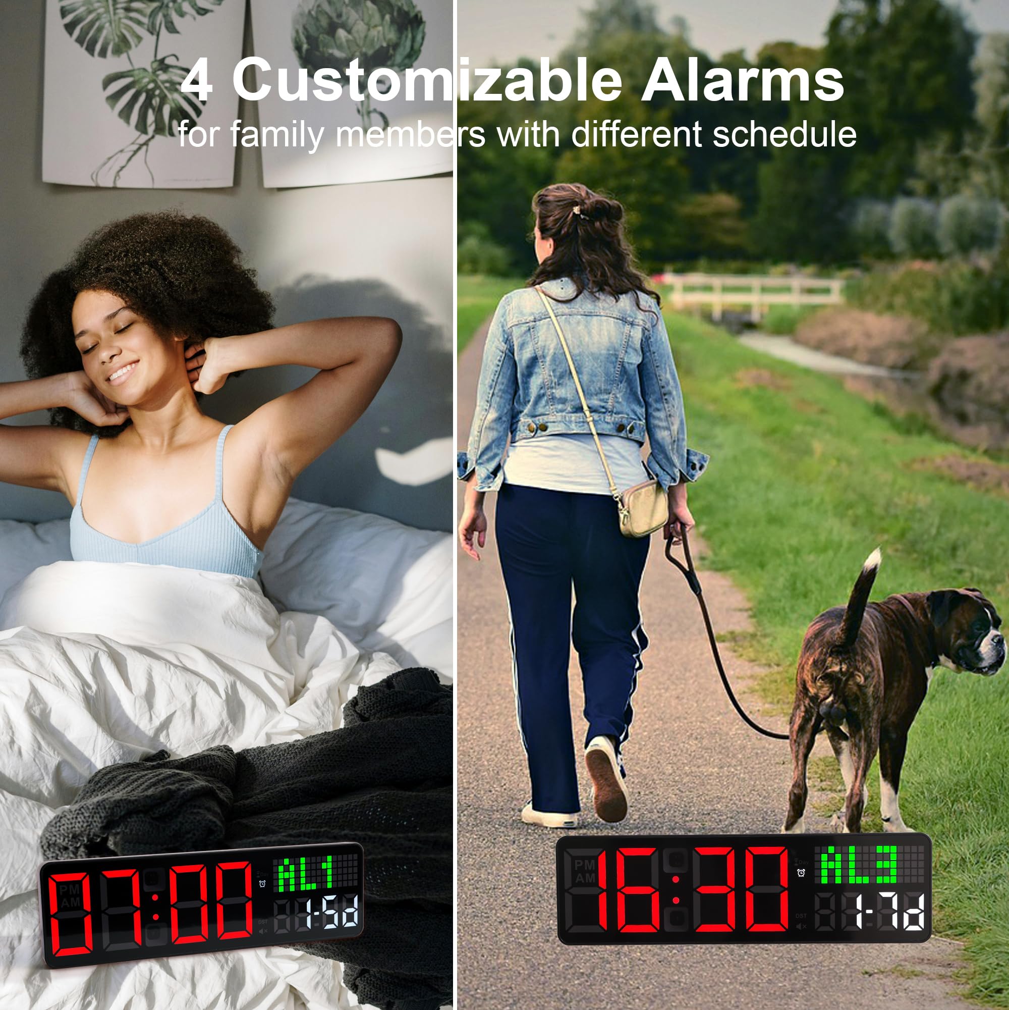Lucorb Gym Clock Timer, Workout Clock With Seconds | 5 Display Modes, 4 Alarms | Remote Control Countdown Timer Wall For Home Gy