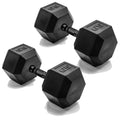 CAP Barbell 65 LB Rubber Coated Hex Dumbbell Hand Weight - Pair | Black Handle