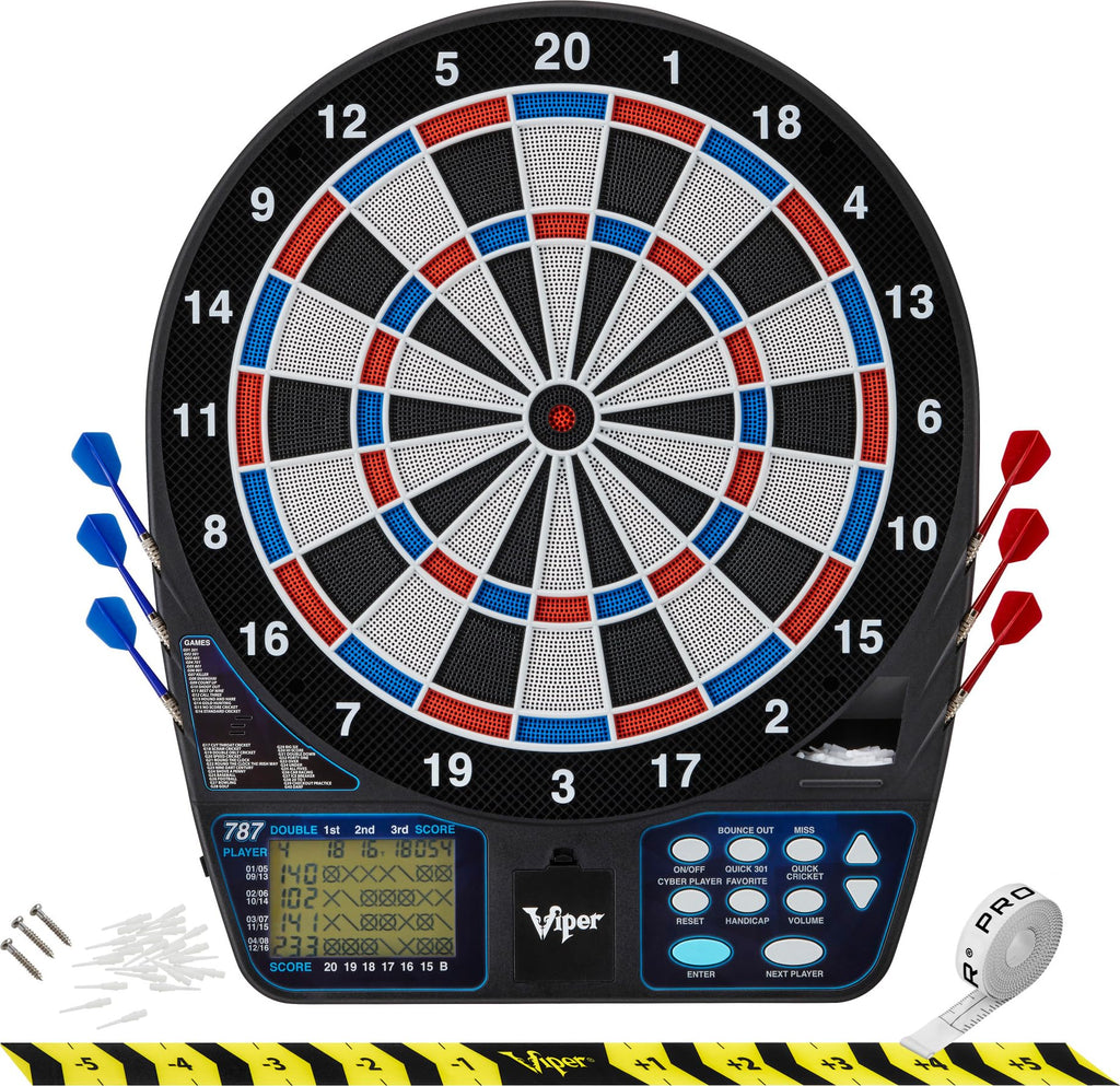 Viper 787 Electronic Dartboard, Ultra Thin Spider For Increased Scoring Area, Free Floating Segments, Locking Segment Holes For