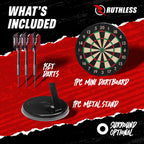 Ruthless Mini Dart Board Set  Miniature Desk Top Darts And Dart Board Set For Home And Office Includes A Set Of Mini Steel Tip D