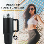 Letter Charm Accessories for Stanley Cup 1 PCS Cute Initial Keychain Handle Charm for Stanley Tumbler for Women Black Letter Q