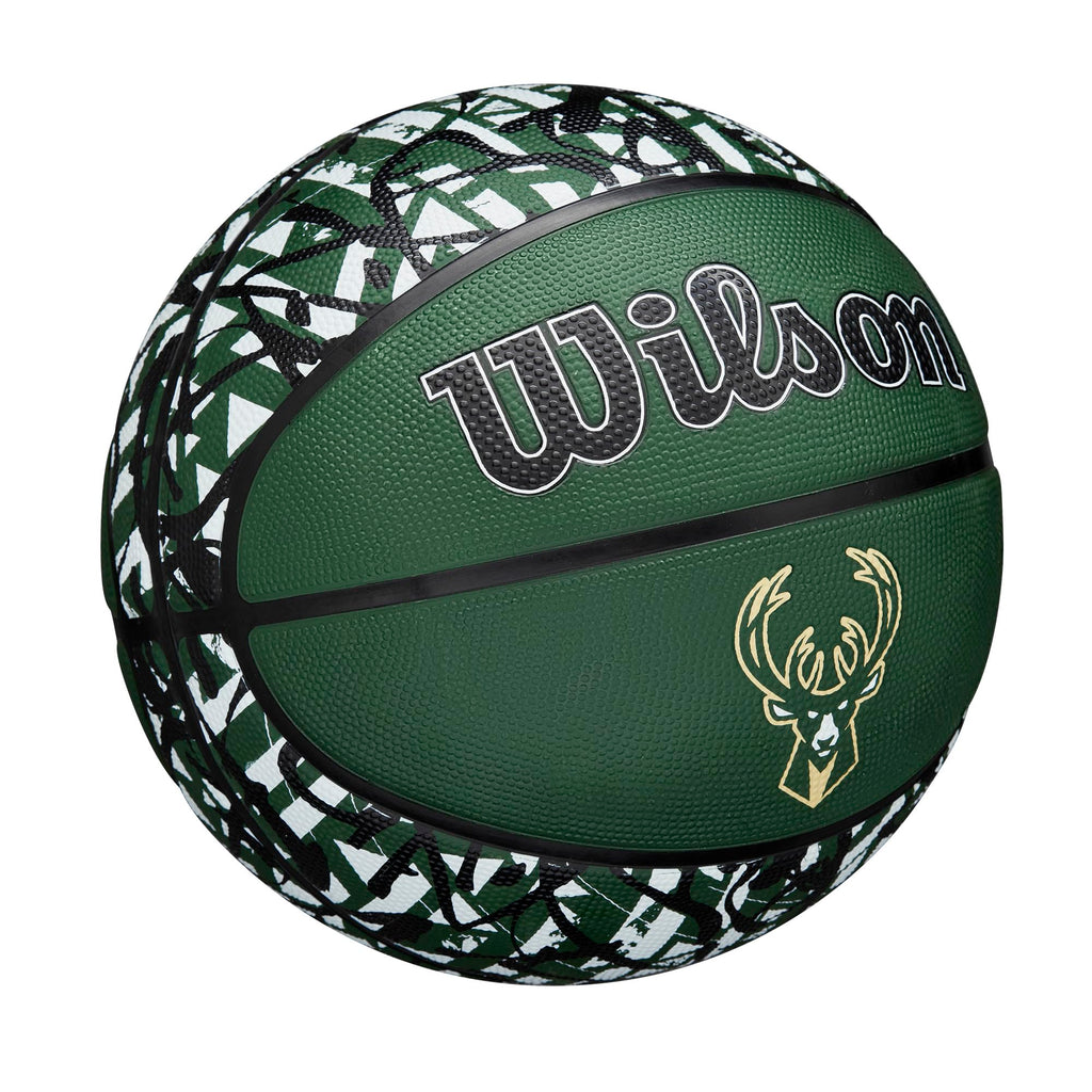 Wilson Nba Team Graffiti Basketball - Milwaukee Bucks, Size 7-29.5''