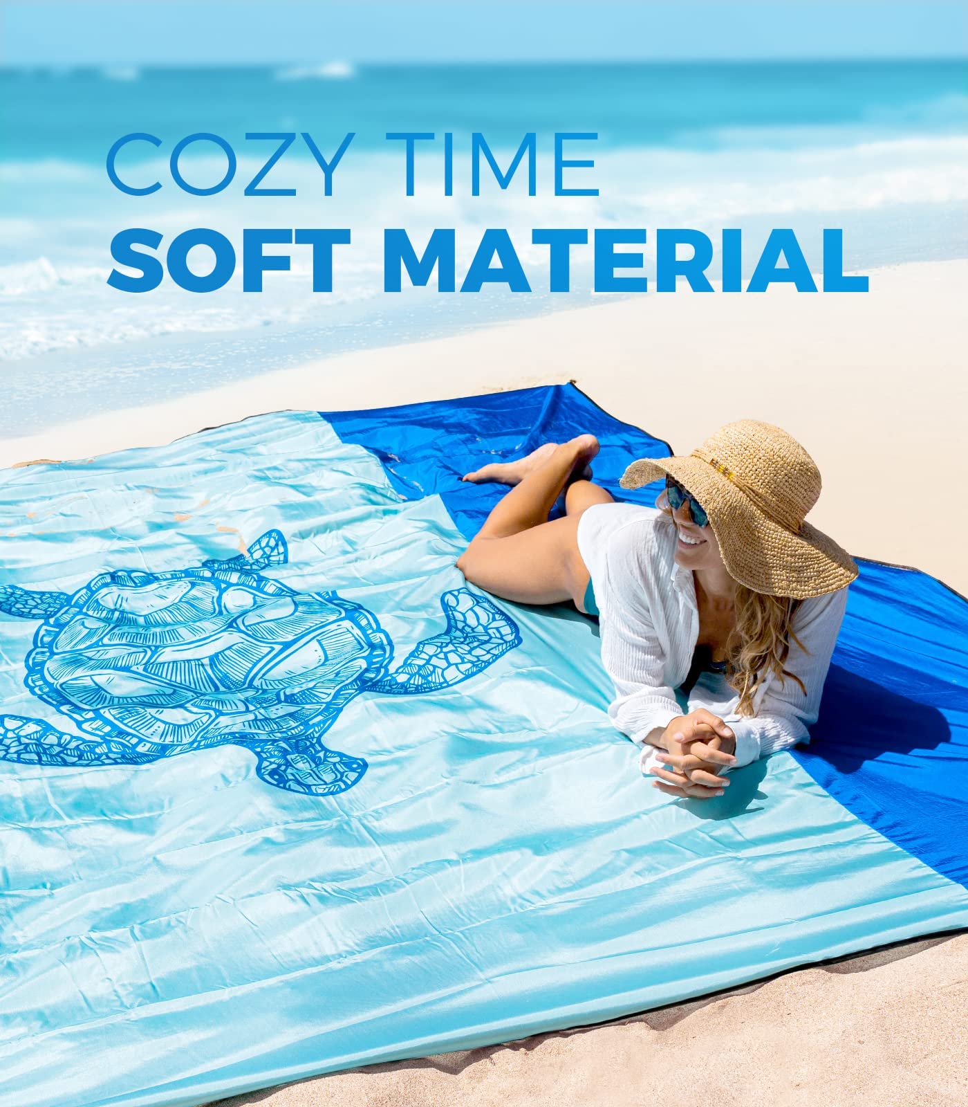Ocoopa Diveblues Beach Blanket Waterproof Sandproof, 10'X 9' Extra Large, Soft And Durable, Sand Free, Light Weight And Portable