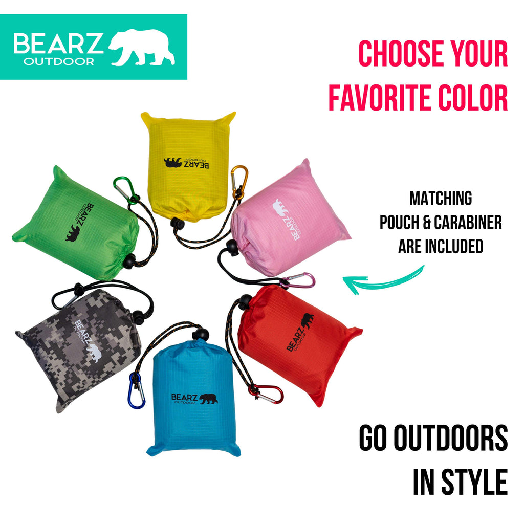 Bearz Outdoor Pocket Blanket - Waterproof Picnic Blanket, Compact Travel Blanket, Picnic Blankets Waterproof Foldable Lightweigh