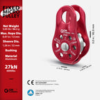 Gm Climbing 27Kn Fixed Micro Pulley Ce Uiaa Certified Slack Tender For Hitch Tending (Pack Of 2)