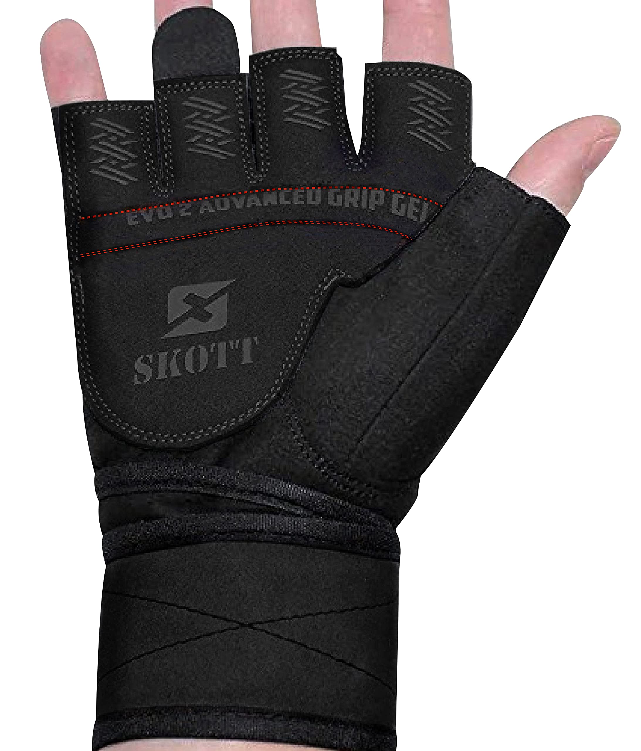 Skott Evo 2 Weightlifting Gloves With Integrated Wrist Wrap Support-Double Stitching For Extra Durability-Get Ripped With The Be