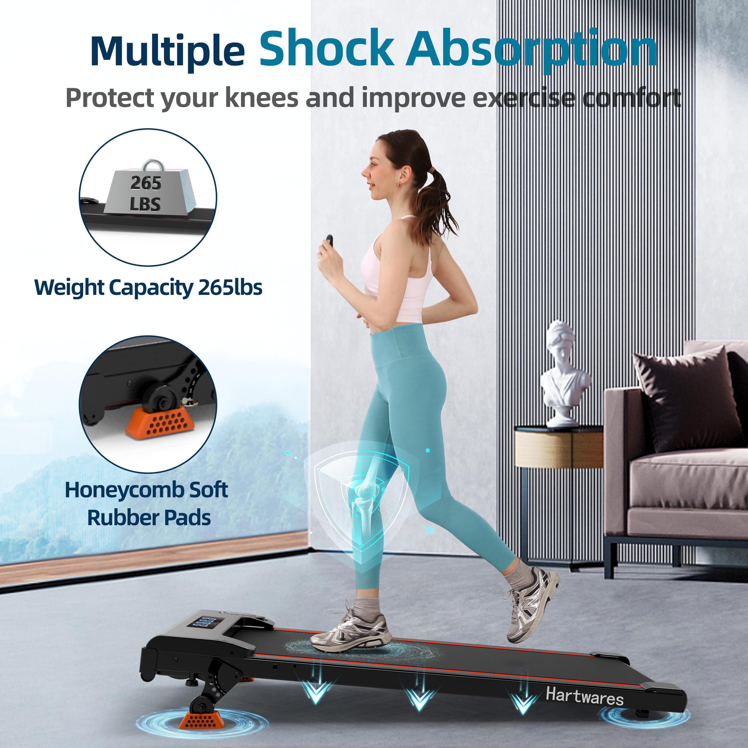 Walking Pad Treadmill With Incline, Under Desk Treadmills For Home Office Small, 2.5Hp Brushless Motorized, App Compatible, Port