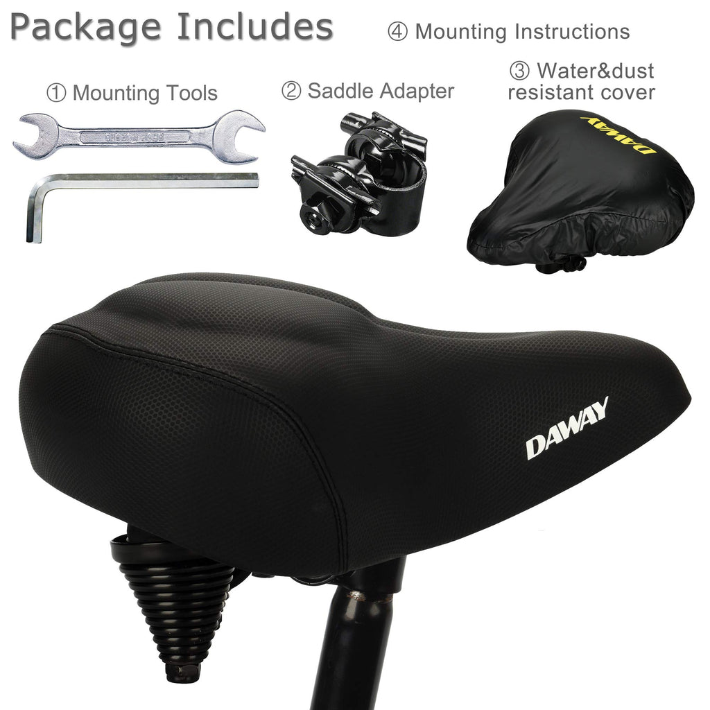 Daway Oversized Comfort Bike Seat - C40 Most Comfortable Extra Wide Soft Foam Padded Exercise Bicycle Saddle For Men Women Senio