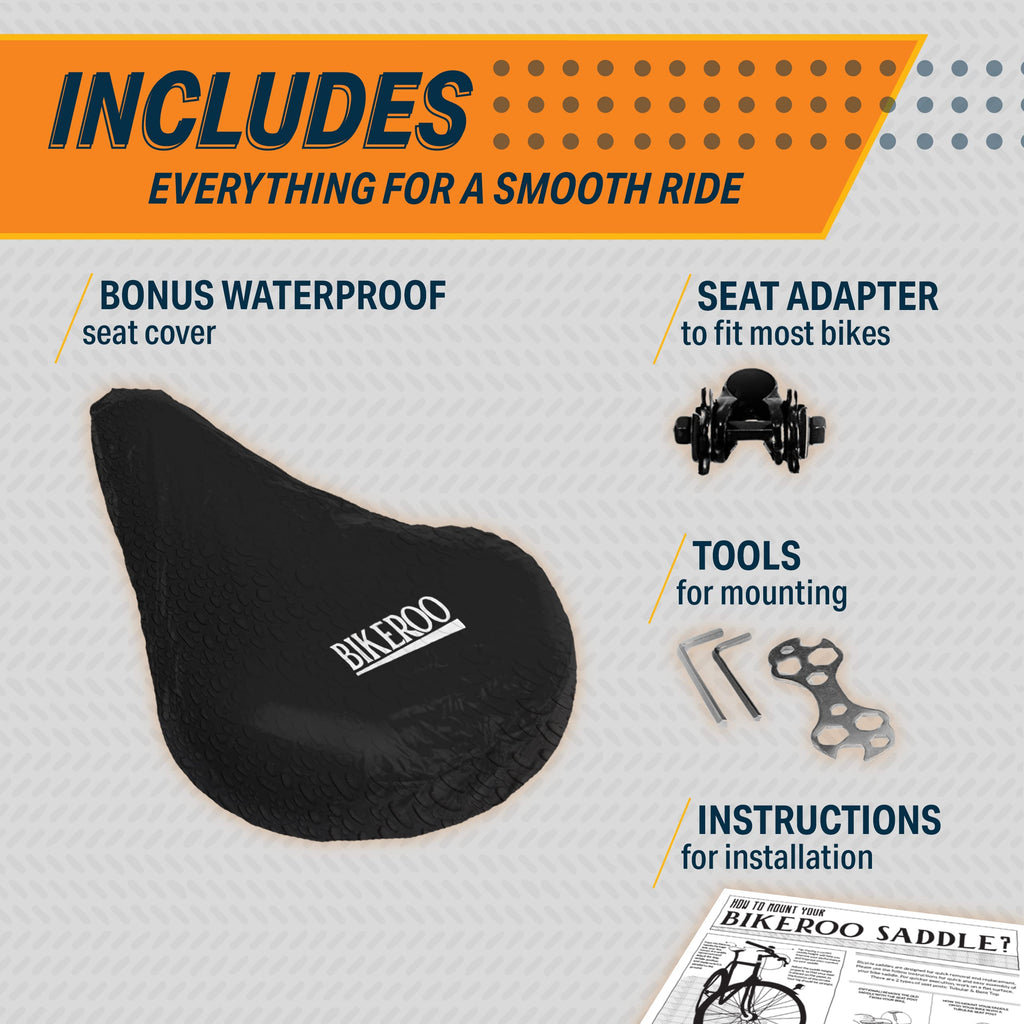 Bikeroo Bike Seat For Men - Soft Padded 7'' Wide Bicycle Seat Replacement For Mtb Mountain, Schwinn, Bmx, Peloton, Ebike, Statio