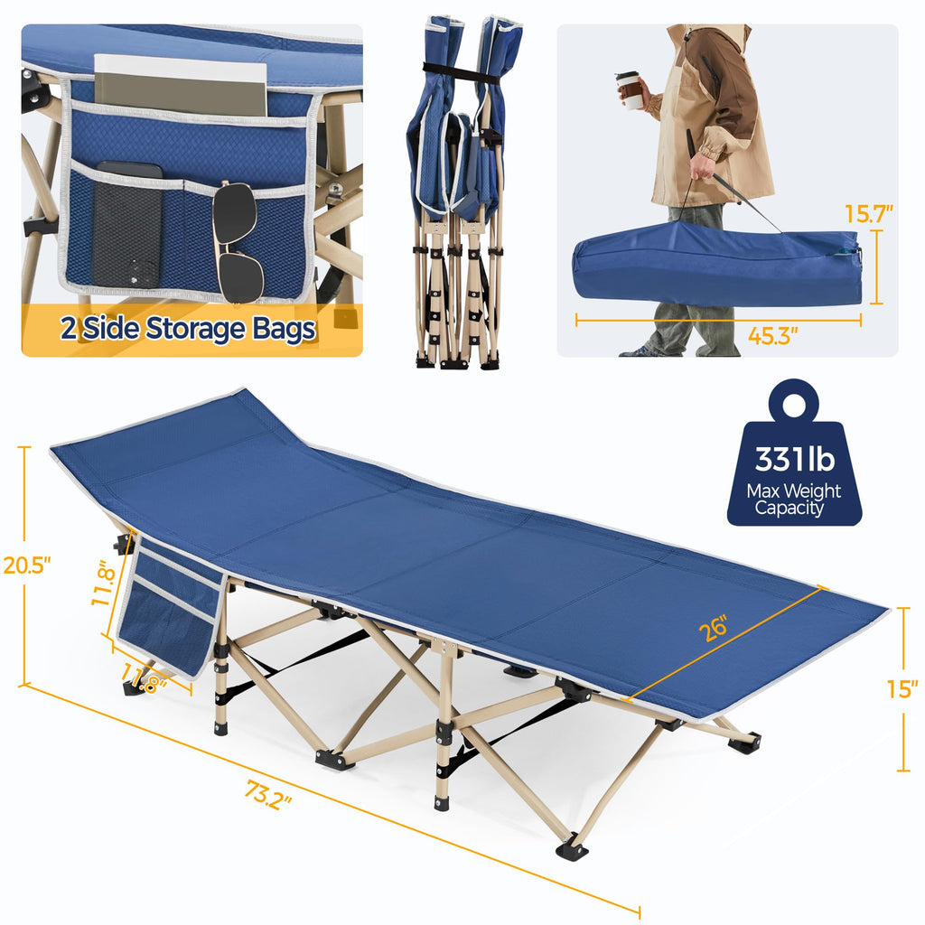 Yaheetech Folding Camping Cot, Portable Military Canvas Sleeping Bed, Outdoor Comfortable Lightweight Bed W/Carry Bag For Hiking