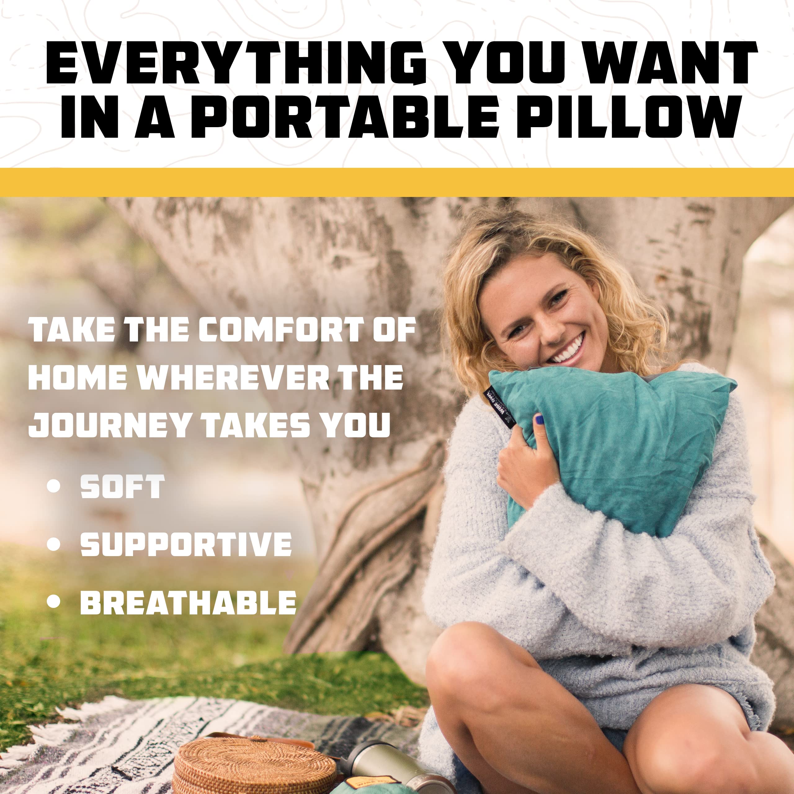 Wise Owl Outfitters Camping Pillow - Memory Foam Travel Pillow for Airplane Sleeping, Hiking, Backpacking & Outdoor Use - Small
