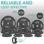 Fitvids Cast Iron 2-Inch Weight Plates for Strength Training & Weightlifting  255 LB, Style B Black
