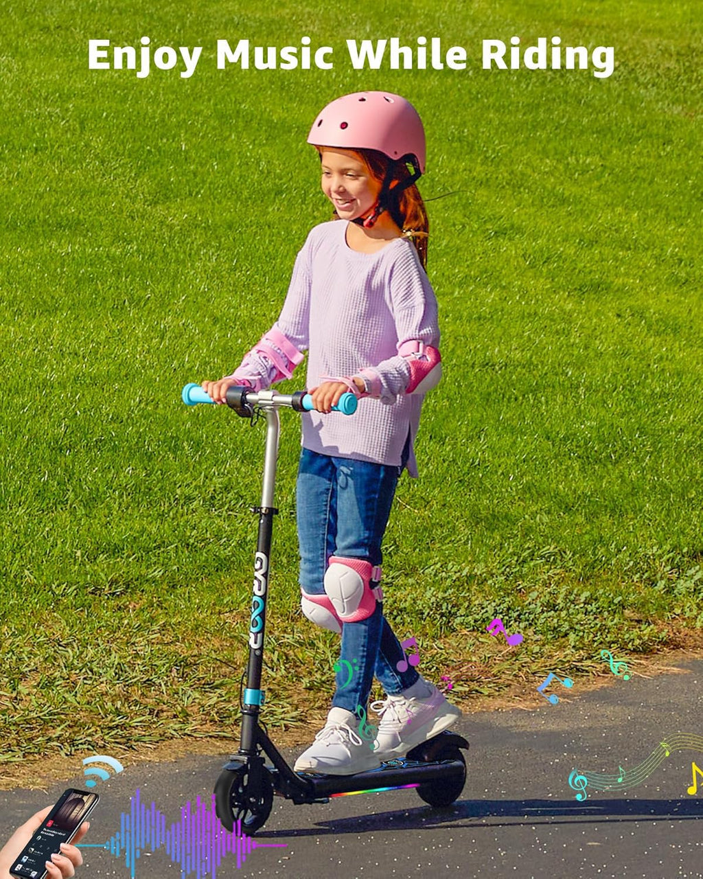 Gyroor H30 Max Electric Scooter for Kids, 150W Powerful Motor, Dual Brake System, LED Display, Adjustable Height & Speed, Best G