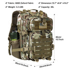 Hannibal Tactical 30L Molle Assault Pack, Tactical Backpack Military Army Camping Rucksack With Bottle Holder, 3-Day Pack, Cp