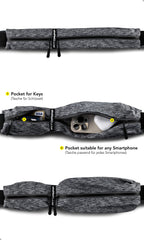 Fitgriff Running Belt For Men & Women - Secure Jogging Pouch For Phone, Keys & Essentials - For All Cell Phones (Grey 2, 33.5''