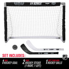 Franklin Sports Nhl La Kings Mini Hockey Set - Kids Indoor Knee Hockey Goal, Ball, + 2 Mini Hockey Stick Combo Set - Youth Nhl T