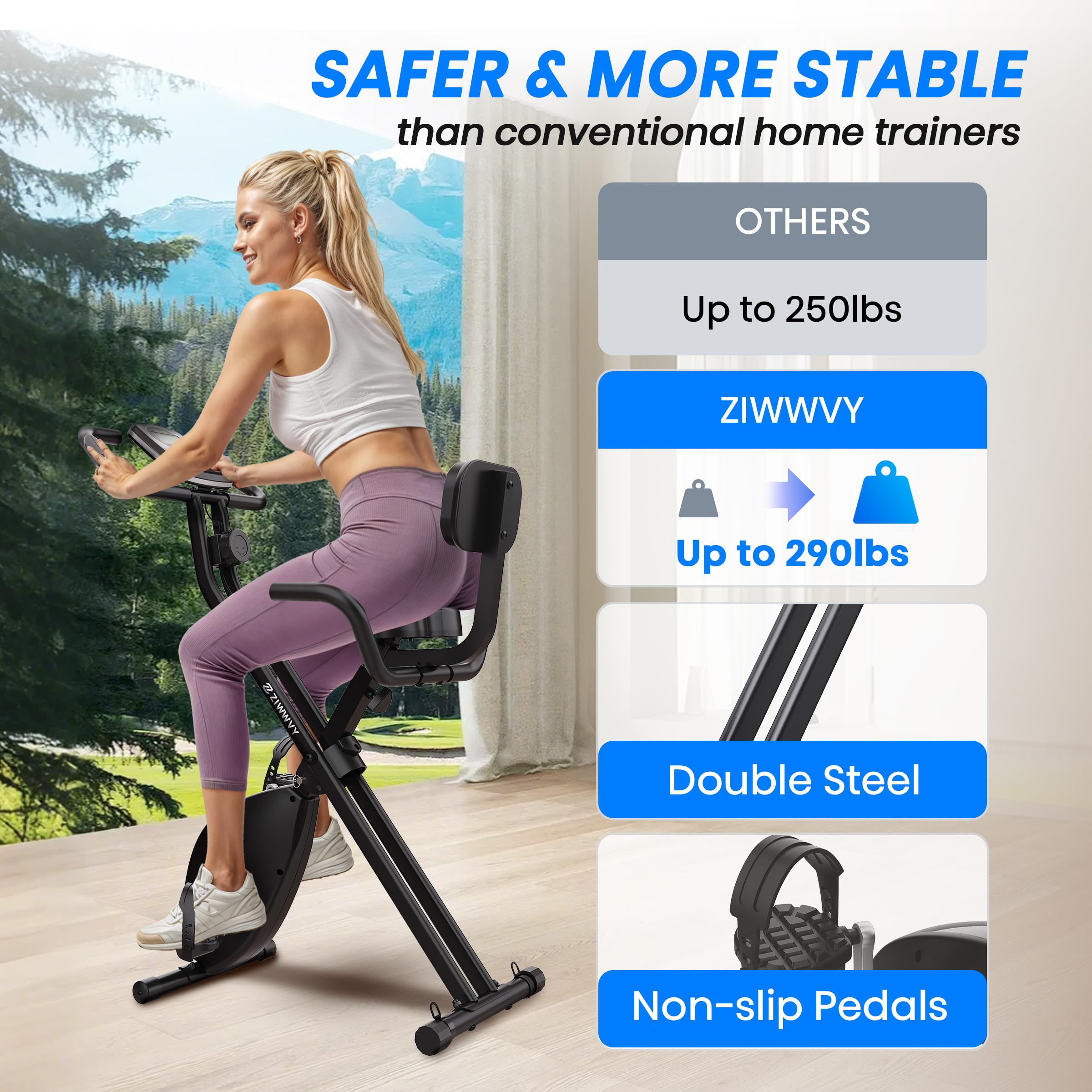 Foldable Exercise Bike, Stable & Sturdy Stationary Bike For Home, 3-In-1 Upright And Recumbent Workout Bike, Comfortable Seat &