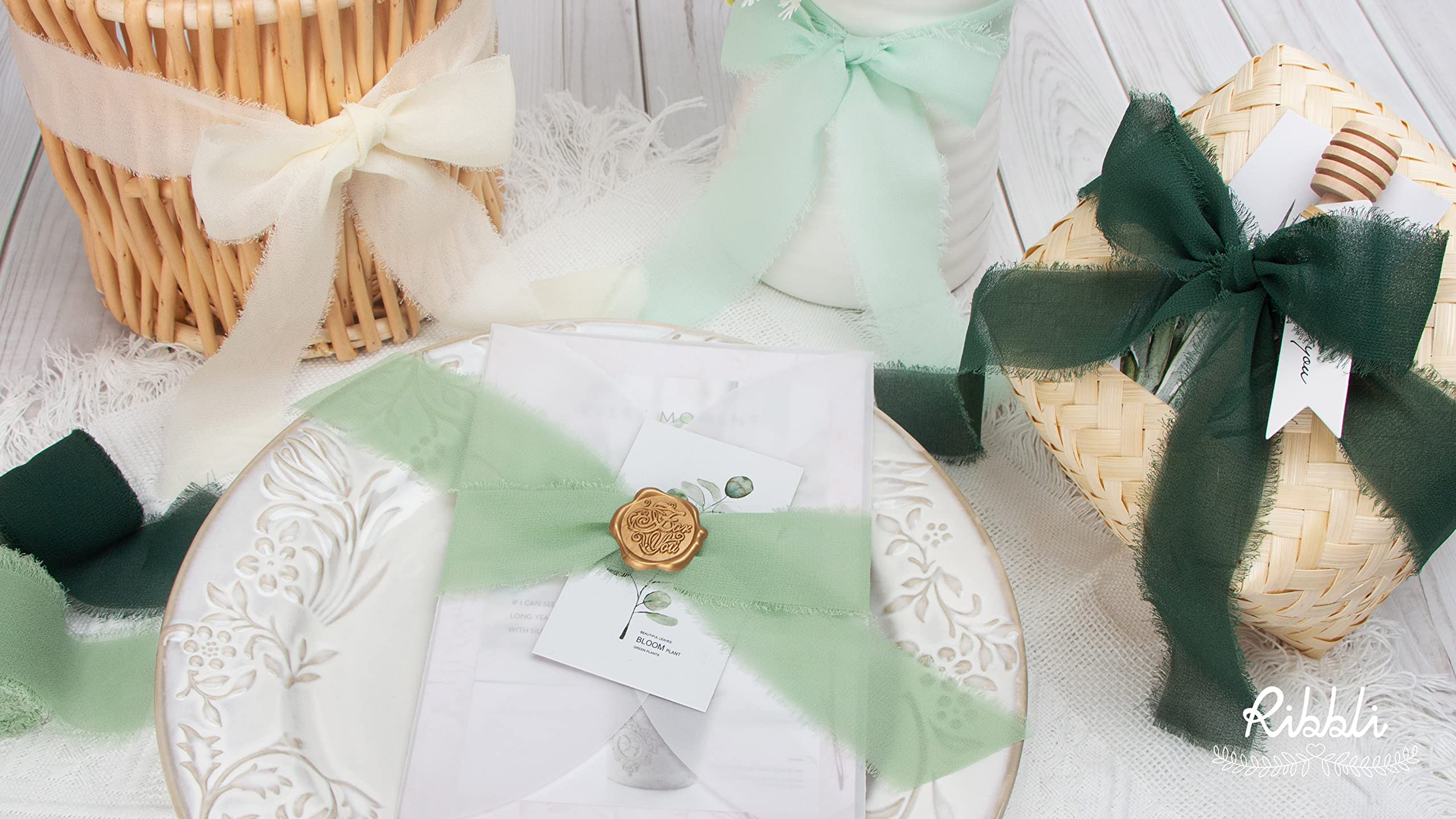 Ribbli Forest Green Chiffon Ribbon 1-12 Inch X 20 Yard Handmade Fringe Chiffon Silk Ribbon,Black Ribbon For Wedding Invitations,