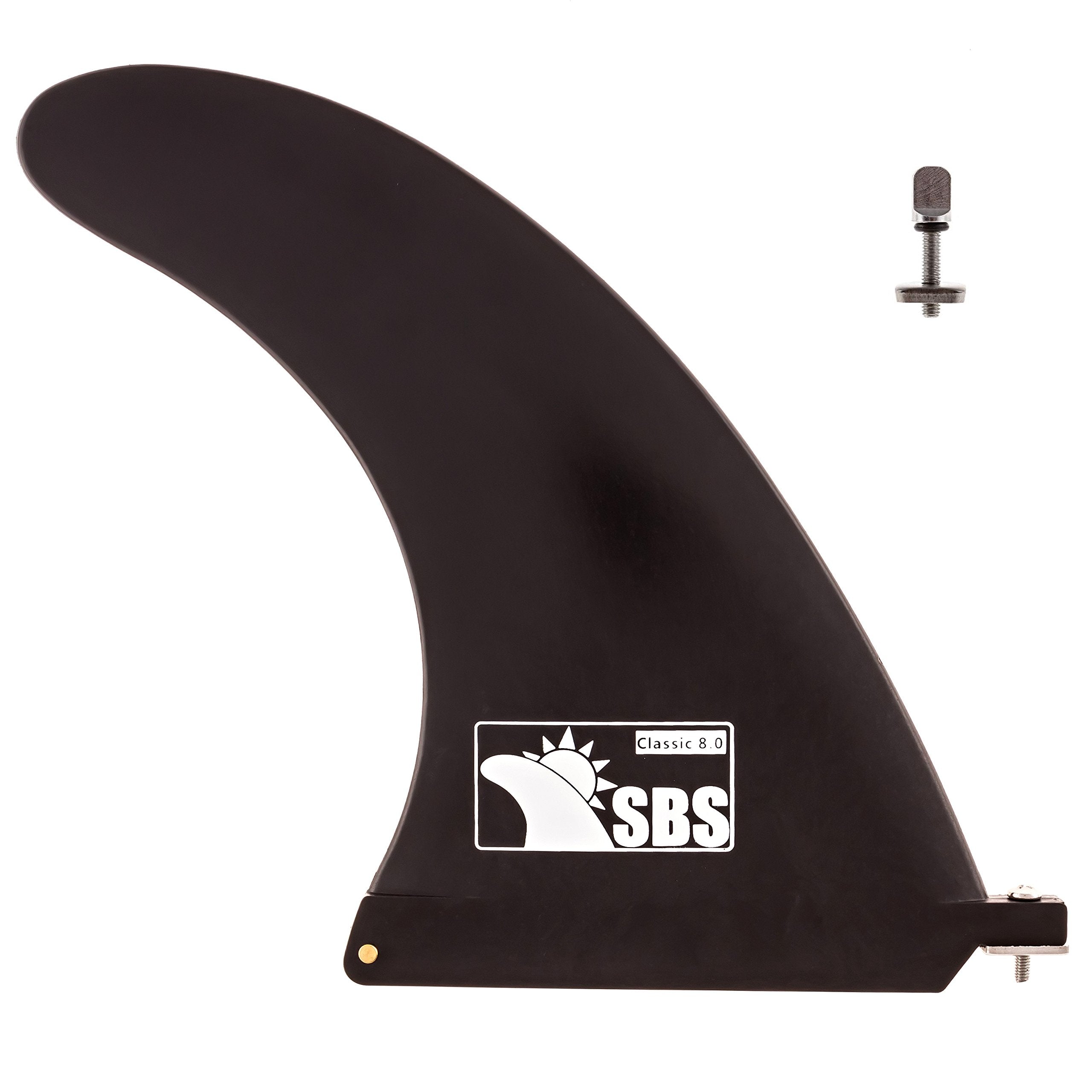 Sbs 8'' Longboard & Sup Single Fin - Free No Tool Fin Screw - 8 Inch Center Fin For Surfboard & Paddleboard