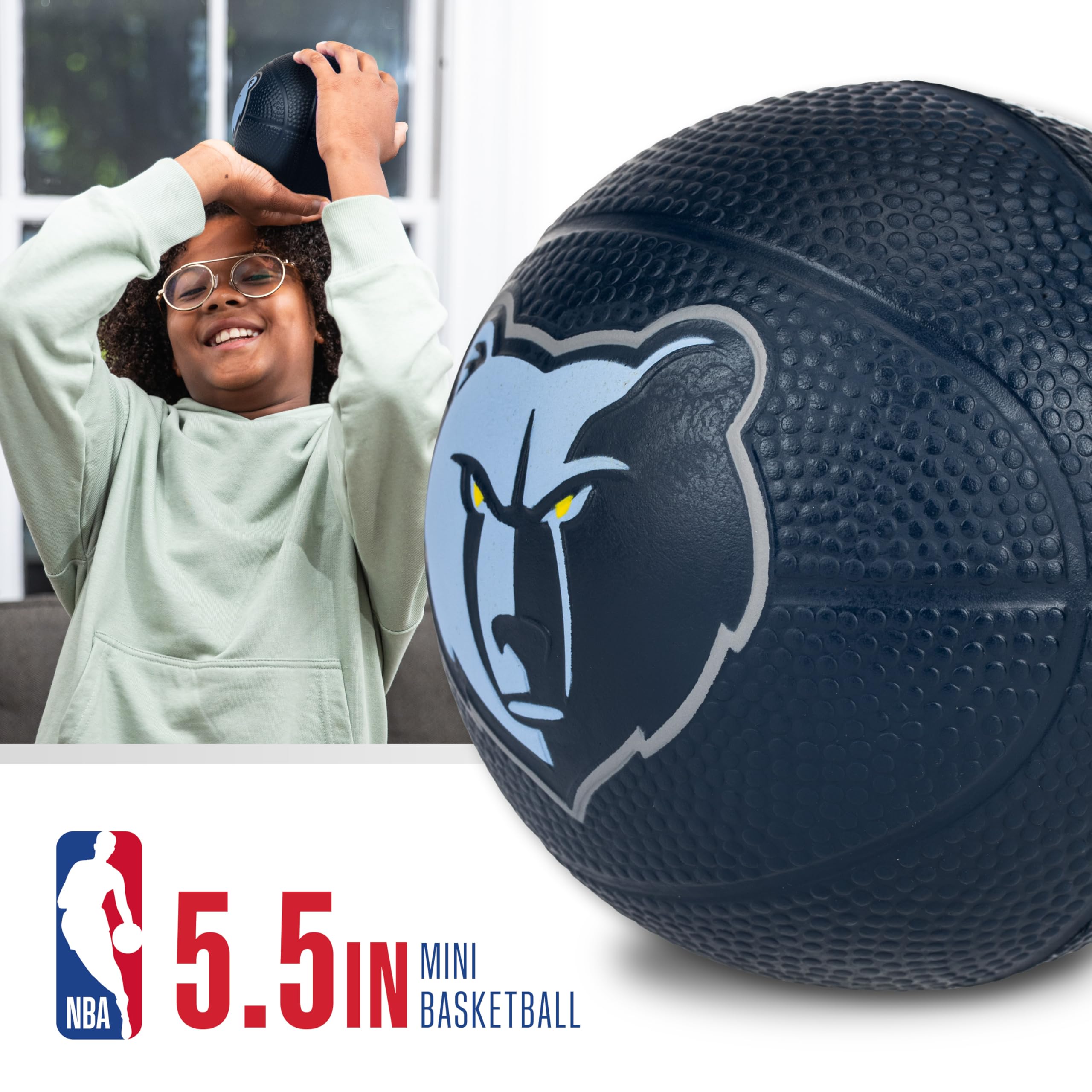 Franklin Sports Nba Memphis Grizzlies Mini Foam Basketball - 5.5'' Kids Toy Basketball For Over The Door Hoop