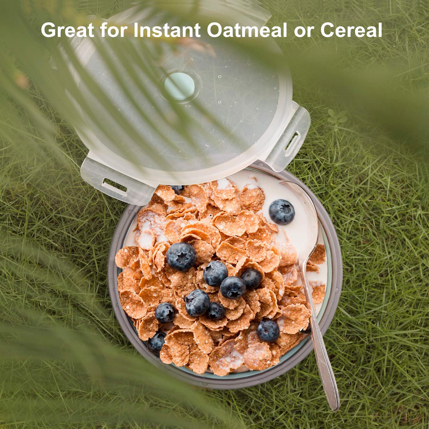 Colorcoral Camping Bowl With Lid Collapsible Silicone Bowl And Foldable Stainless Steel Fork For Travel And Camping Microvave An