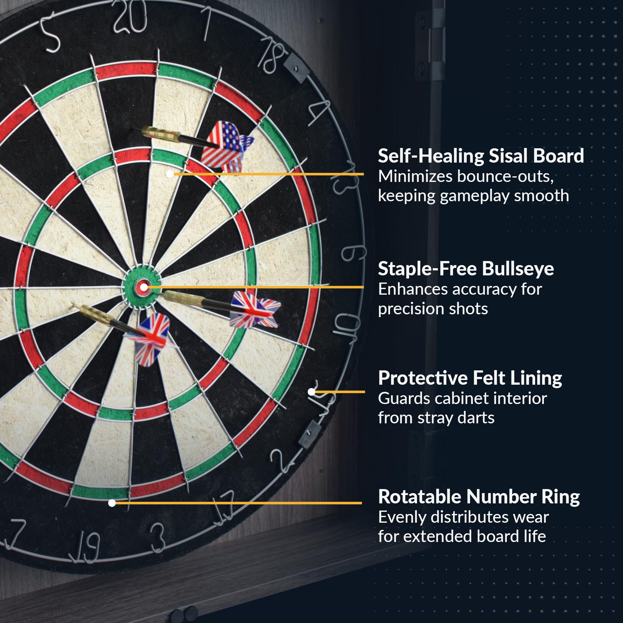 Hathaway Winchester Dartboard & Cabinet Set, Driftwood