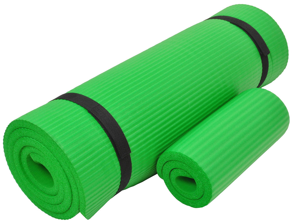 Fitvids All Purpose 1/2-Inch Extra Thick High Density Anti-Tear Exercise Yoga Mat And Knee Pad With Carrying Strap And Yoga Bloc